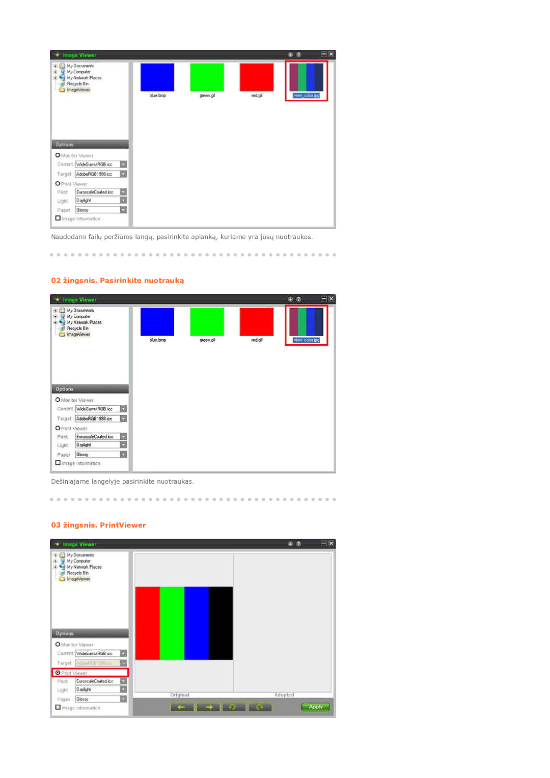 Samsung LS19MEPSFV/EDC manual 03 žingsnis. PrintViewer 