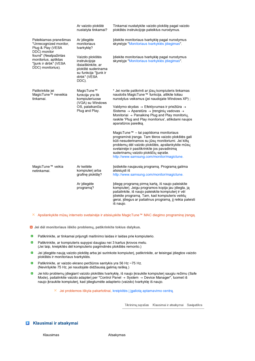 Samsung LS19MEPSFV/EDC manual Klausimai ir atsakymai, Ddc 