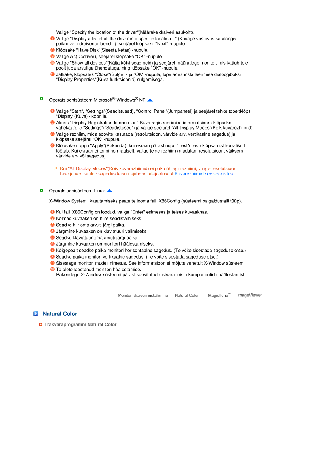 Samsung LS19MEPSFV/EDC manual Trakvaraprogramm Natural Color 