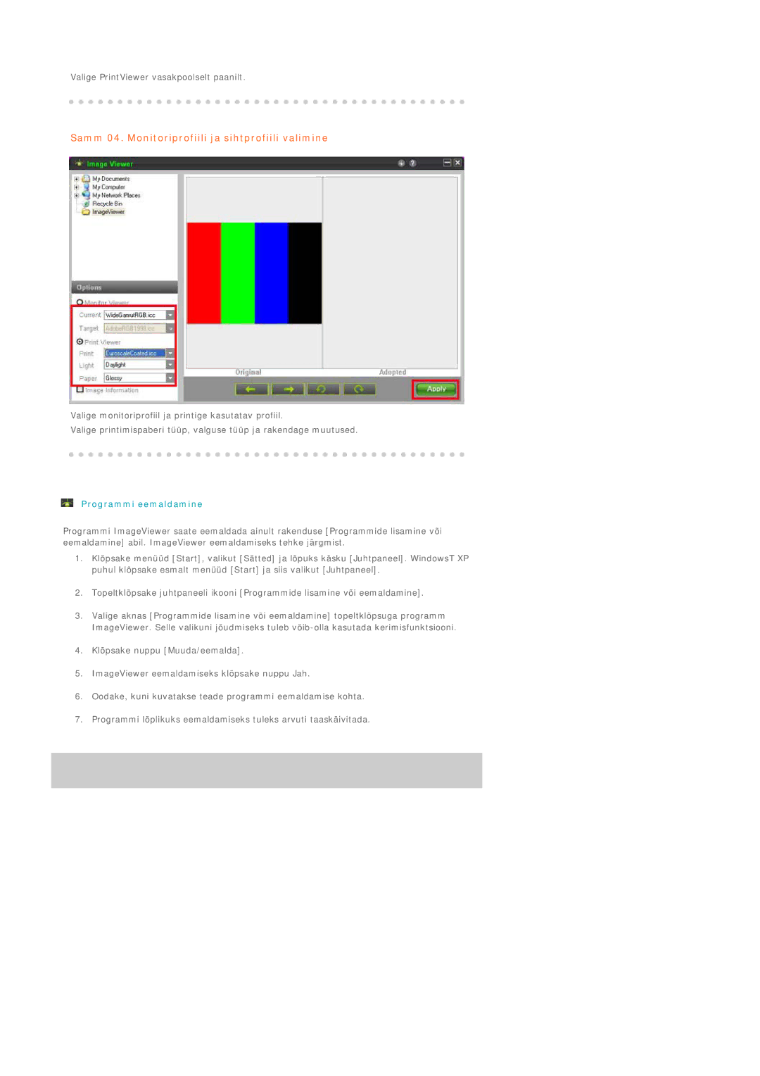 Samsung LS19MEPSFV/EDC manual Programmi eemaldamine 