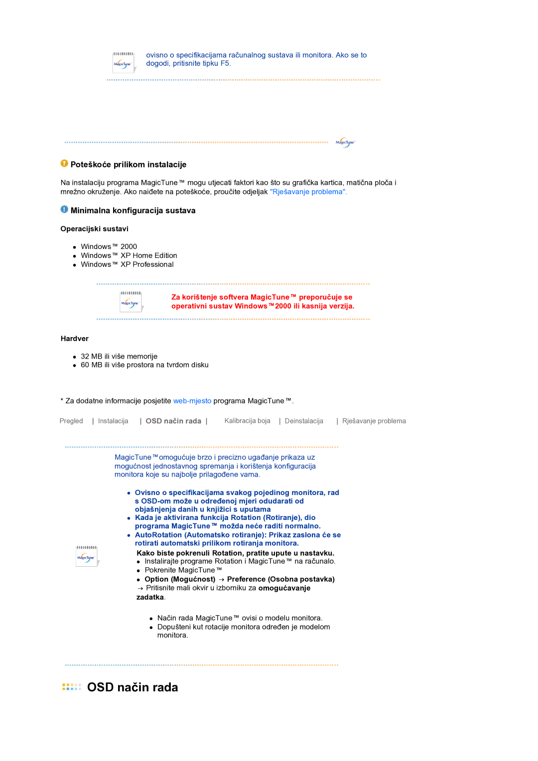 Samsung LS19MEPSFV/EDC manual OSD način rada 