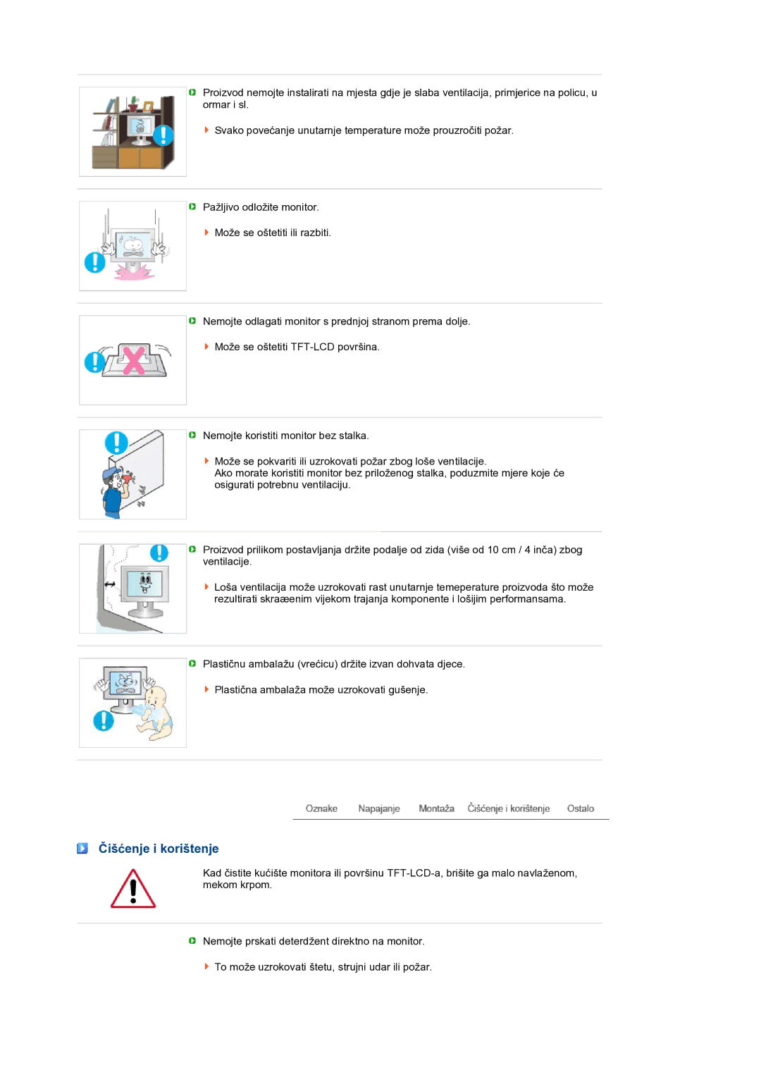 Samsung LS19MEPSFV/EDC manual Čišćenje i korištenje 