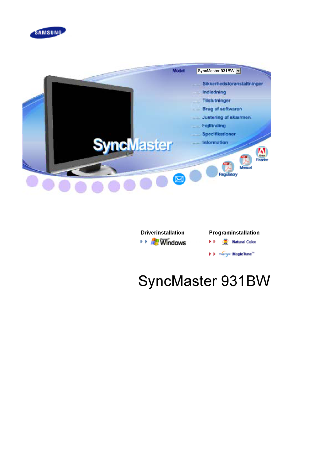 Samsung LS19MEWSFV/EDC manual SyncMaster 931BW 