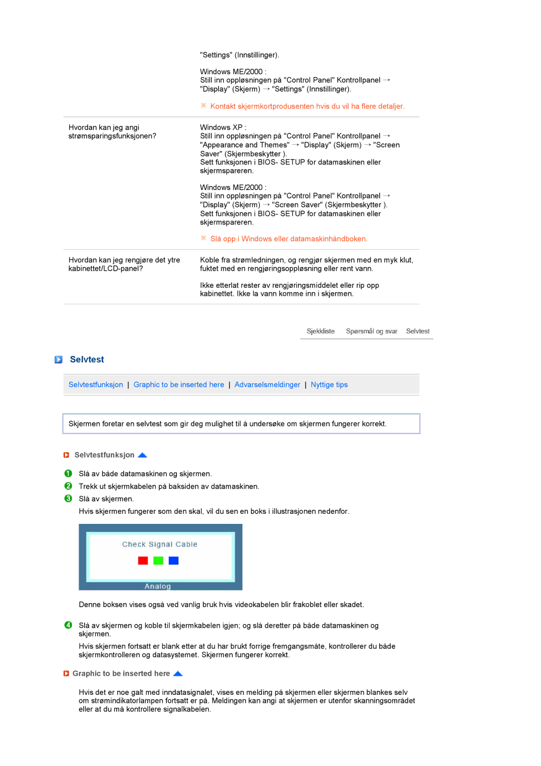 Samsung LS19MEWSFV/EDC manual Selvtestfunksjon, Graphic to be inserted here 