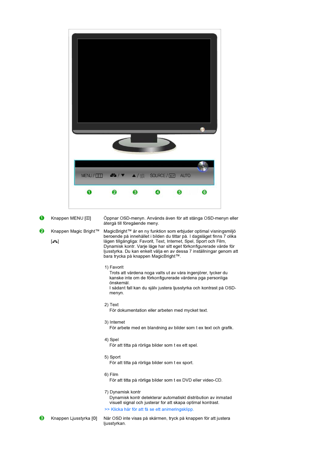 Samsung LS19MEWSFV/EDC manual Klicka här för att få se ett animeringsklipp 