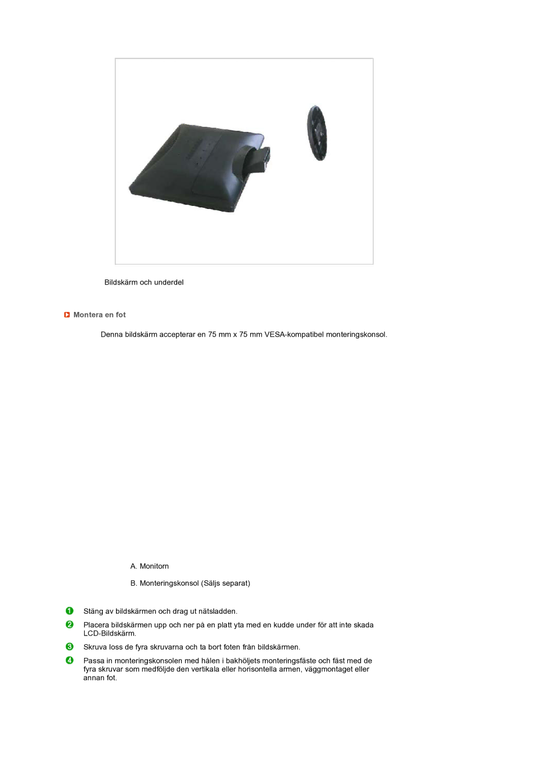 Samsung LS19MEWSFV/EDC manual Montera en fot 