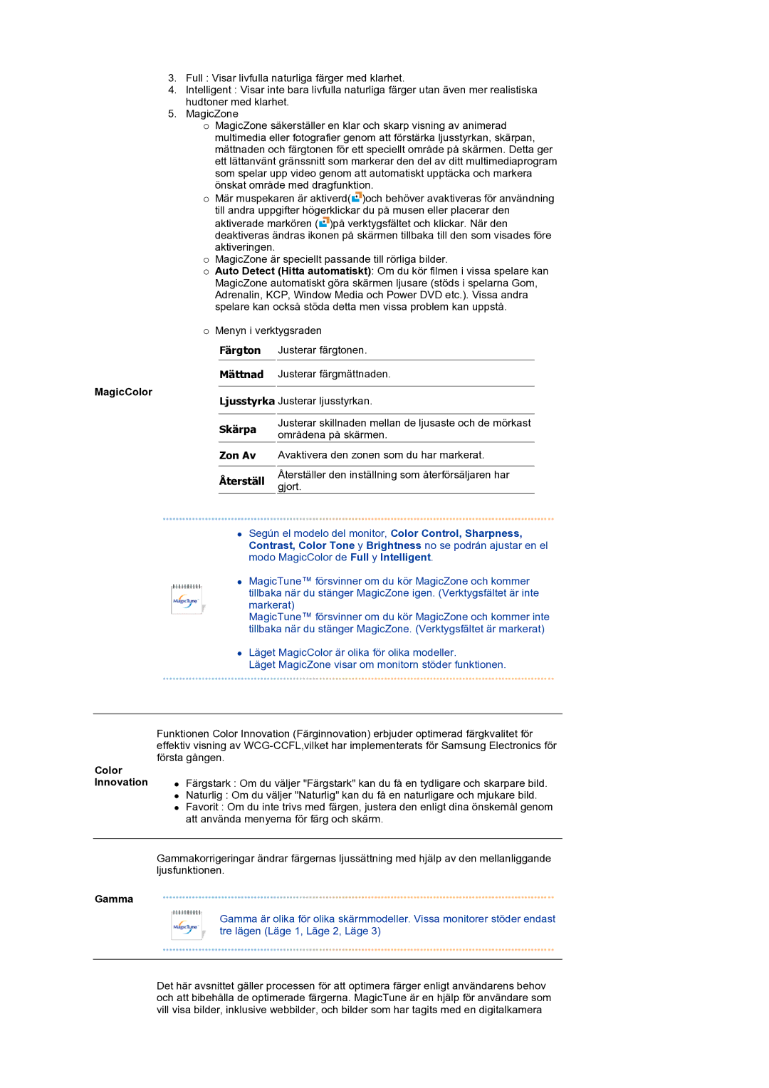 Samsung LS19MEWSFV/EDC manual MagicColor, Gamma 