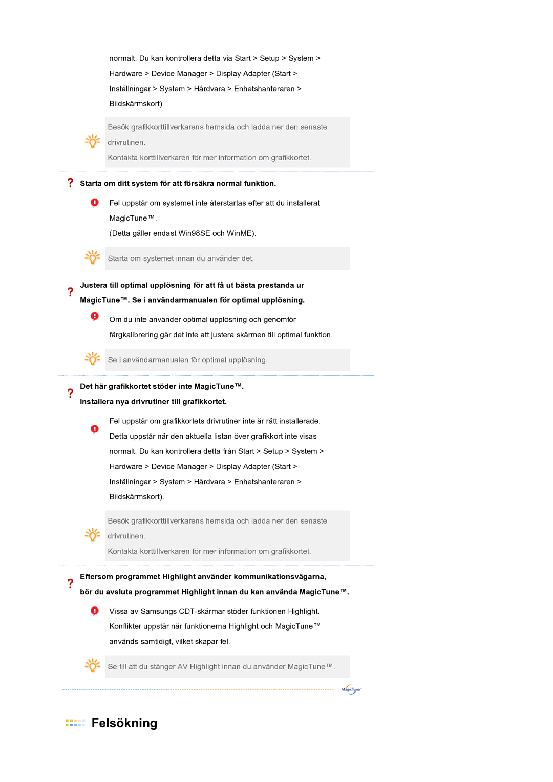 Samsung LS19MEWSFV/EDC Starta om ditt system för att försäkra normal funktion, Starta om systemet innan du använder det 