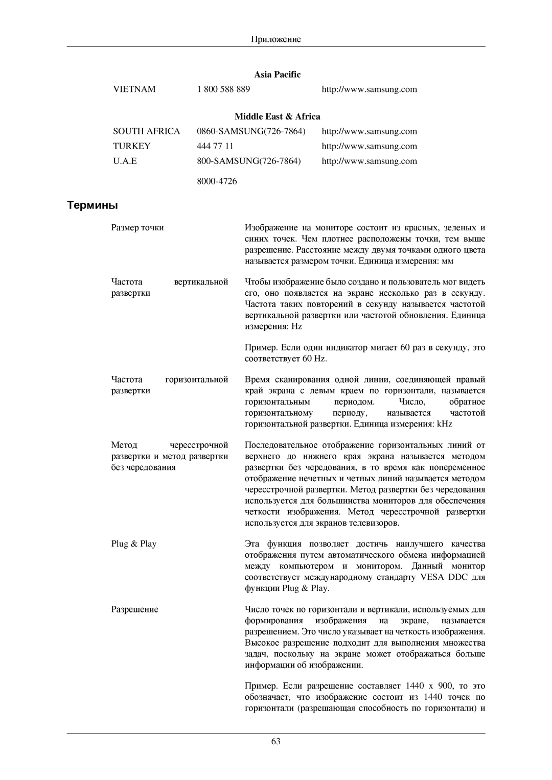 Samsung LS19MEXSFU/EDC manual Термины, Middle East & Africa 