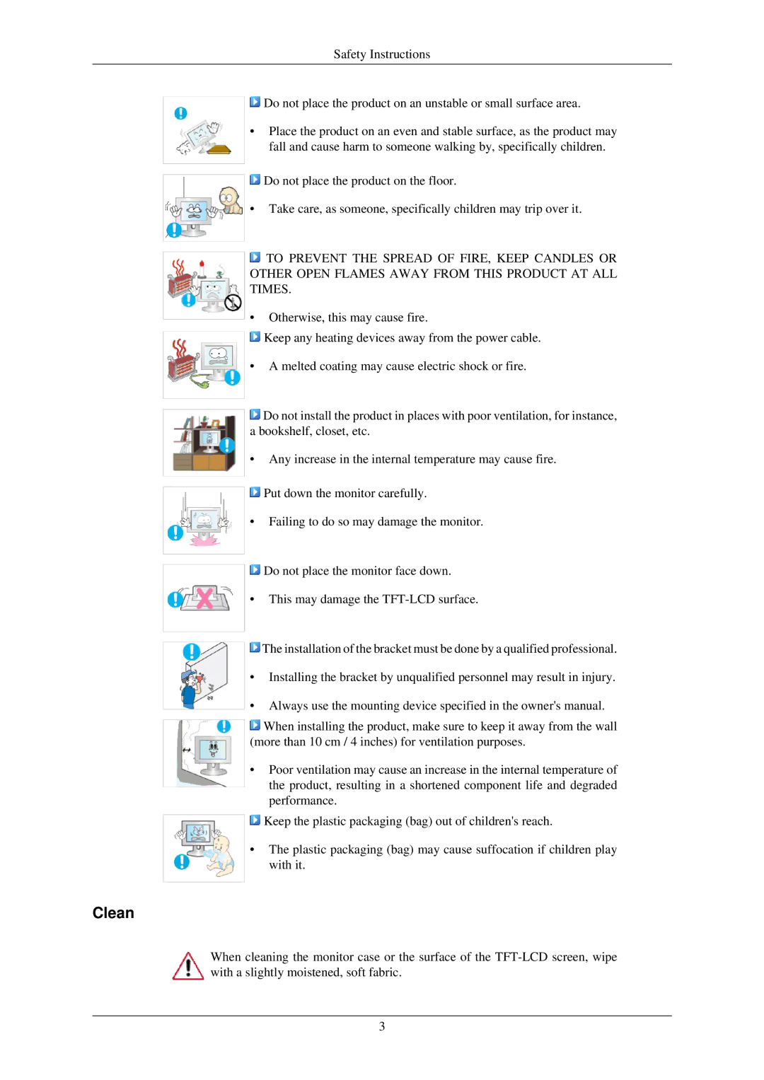 Samsung LS19MEXSFU/EDC manual Clean 