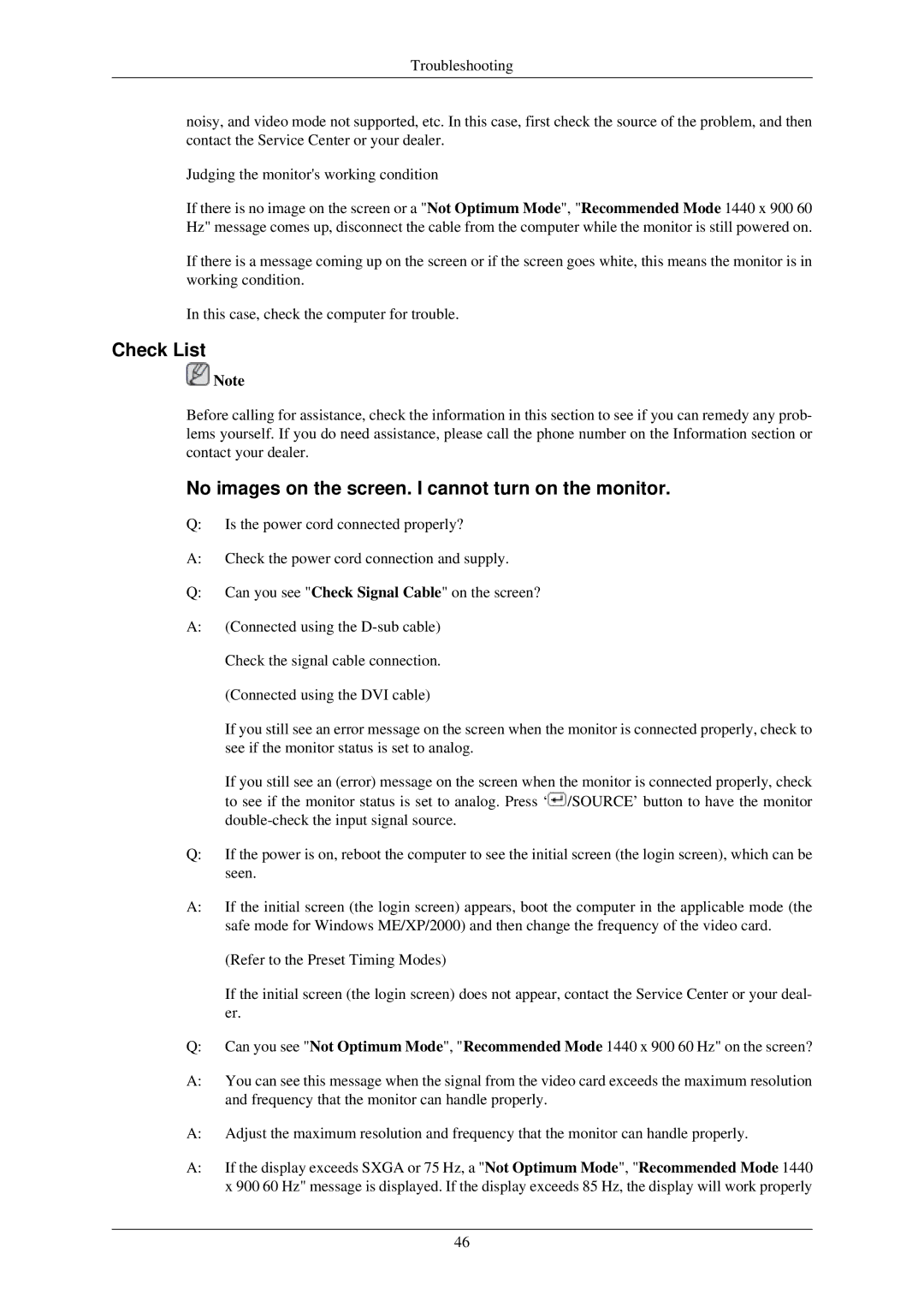 Samsung LS19MEXSFU/EDC manual Check List, No images on the screen. I cannot turn on the monitor 