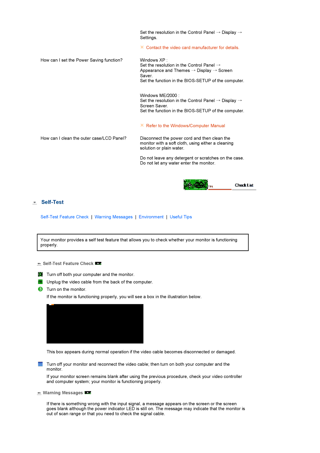 Samsung LS19MEXSFV/XAA, LS19MEXSFV/EDC, LS19MEXSFV/TRU manual Self-Test Feature Check 