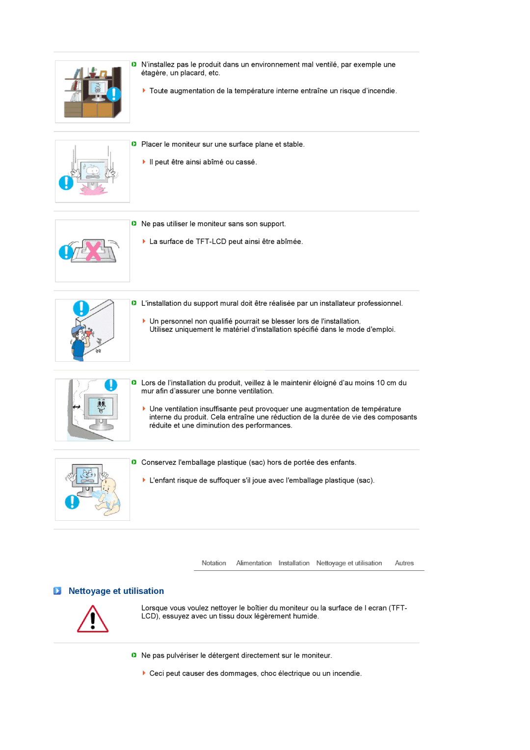 Samsung LS19MEXSFV/EDC manual Nettoyage et utilisation 