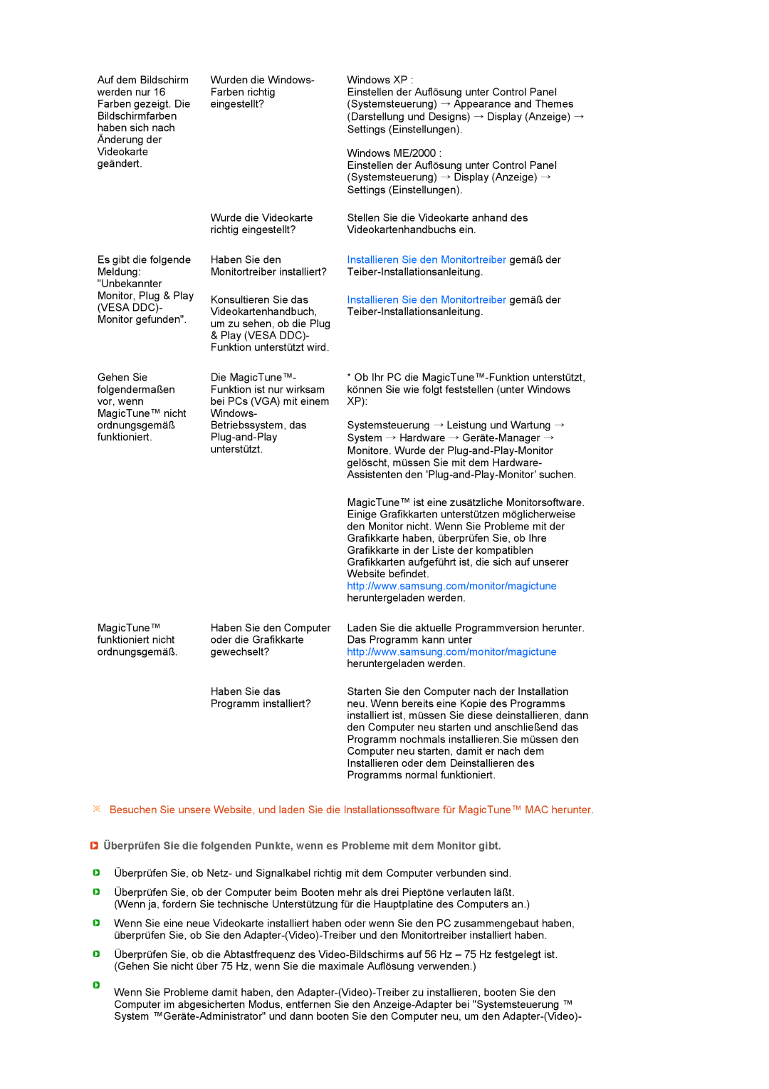 Samsung LS19MEXSFV/EDC manual Installieren Sie den Monitortreiber gemäß der 