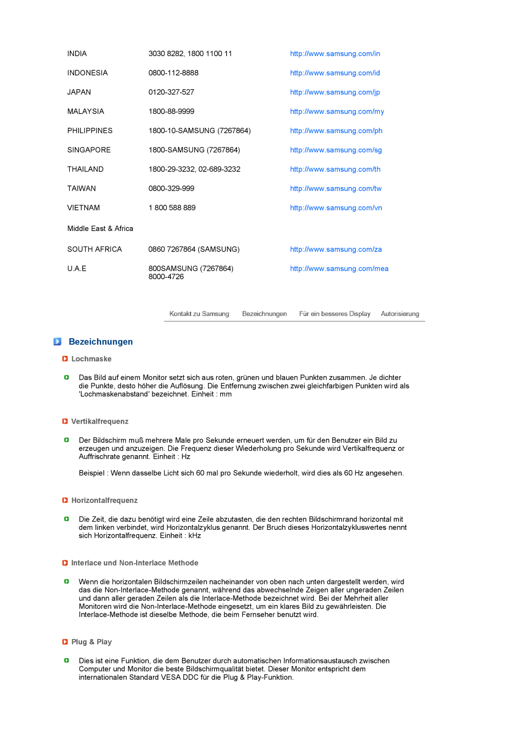 Samsung LS19MEXSFV/EDC manual Bezeichnungen 