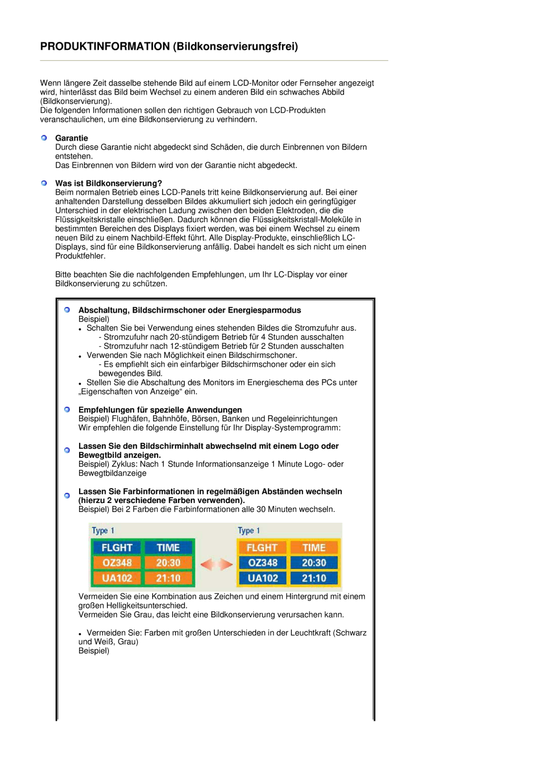 Samsung LS19MEXSFV/EDC manual Produktinformation Bildkonservierungsfrei 