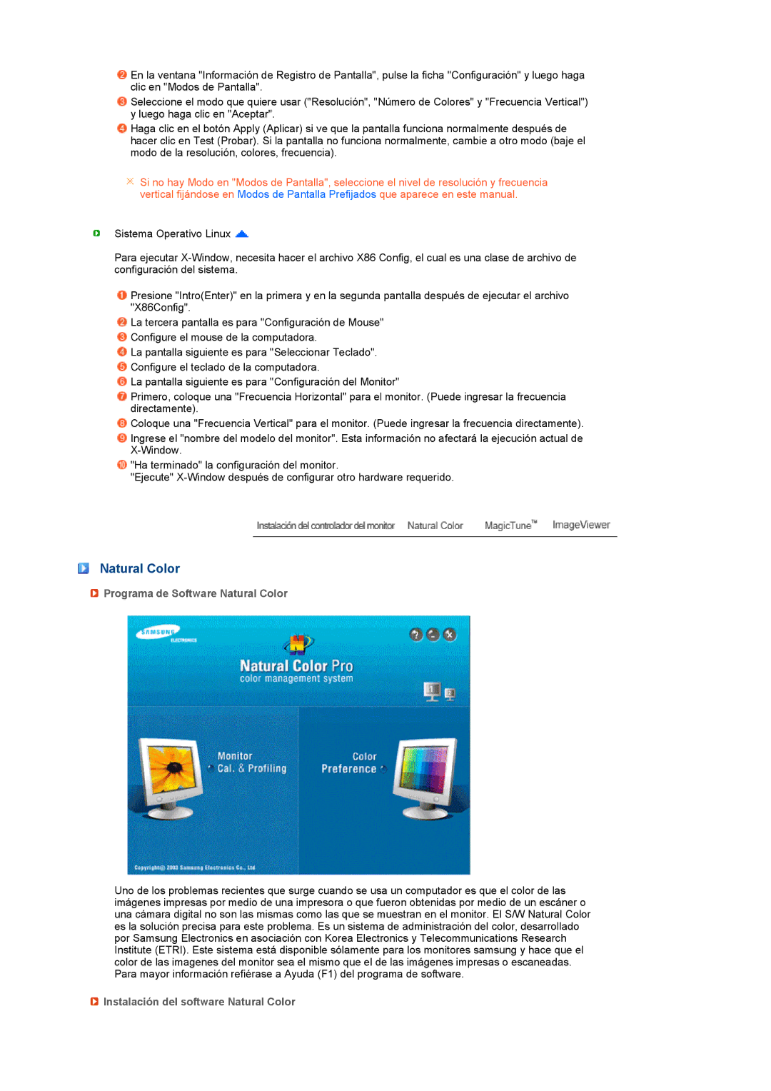 Samsung LS19MEXSFV/EDC manual Programa de Software Natural Color, Instalación del software Natural Color 