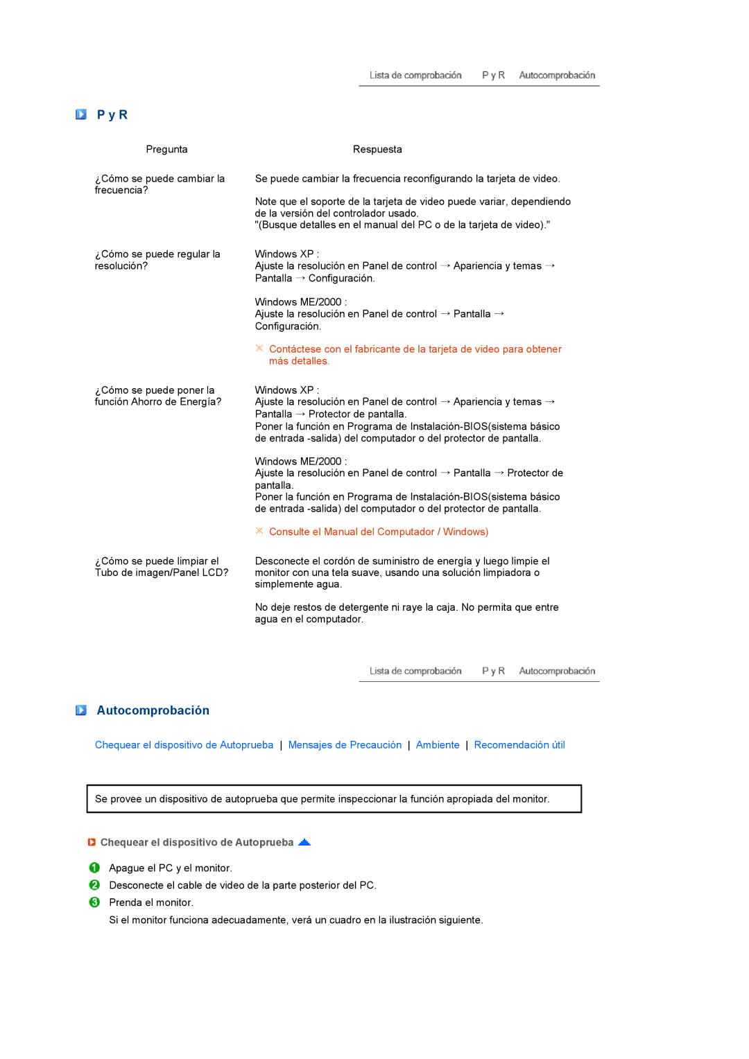 Samsung LS19MEXSFV/EDC manual Autocomprobación, Chequear el dispositivo de Autoprueba 