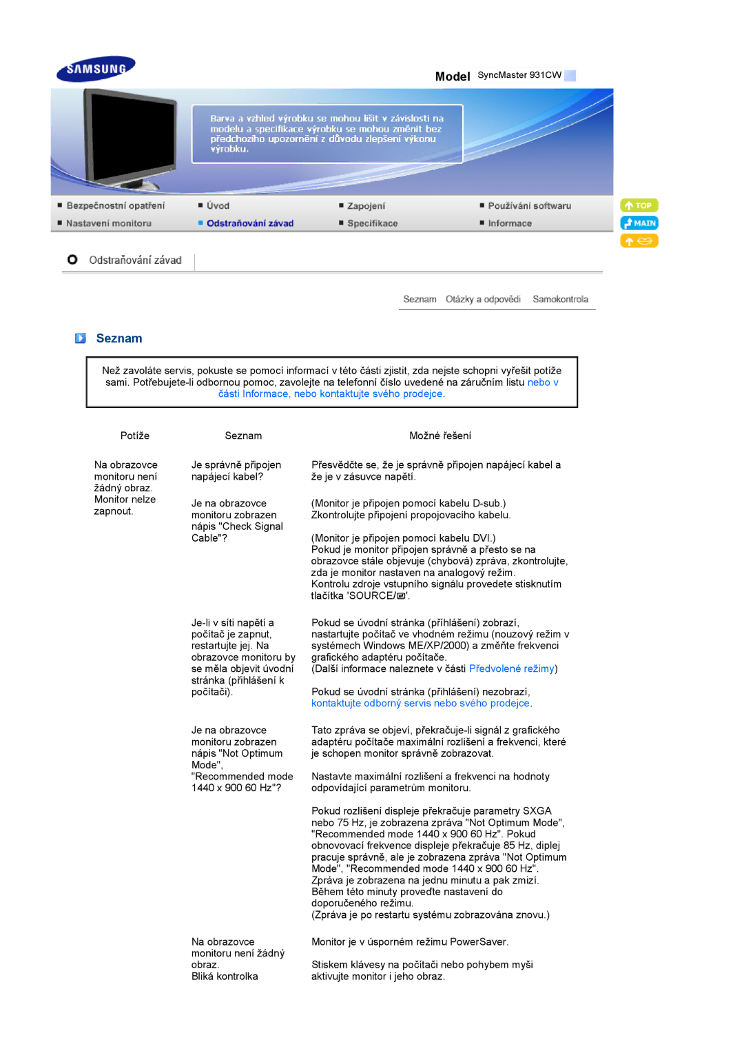 Samsung LS19MEXSFV/EDC manual Seznam 