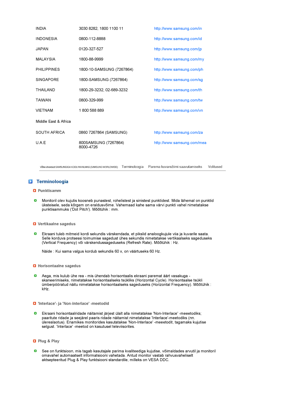 Samsung LS19MEXSFV/EDC manual Terminoloogia 