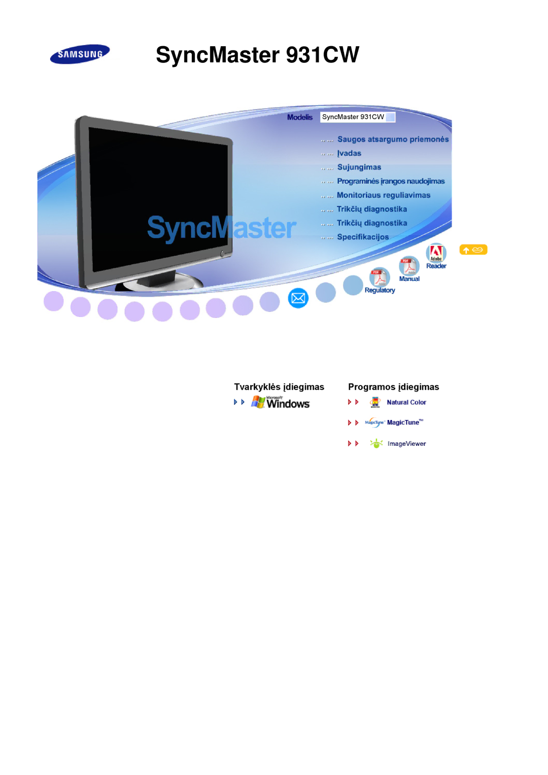 Samsung LS19MEXSFV/EDC manual SyncMaster 931CW 