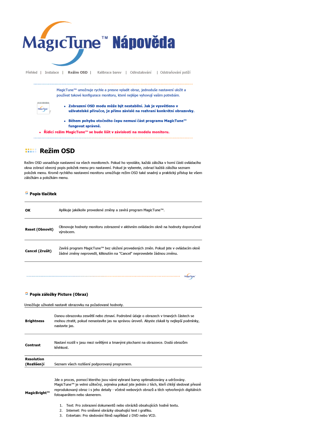 Samsung LS19MJAKSZ/EDC manual Režim OSD 