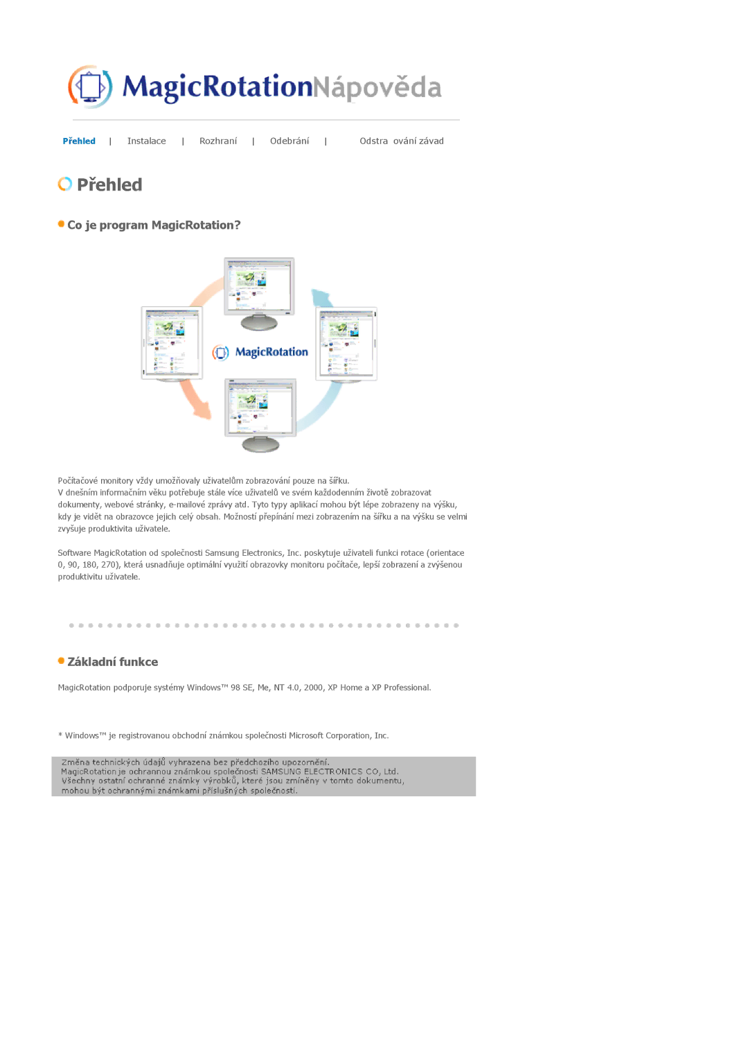 Samsung LS19MJAKSZ/EDC manual Přehled 