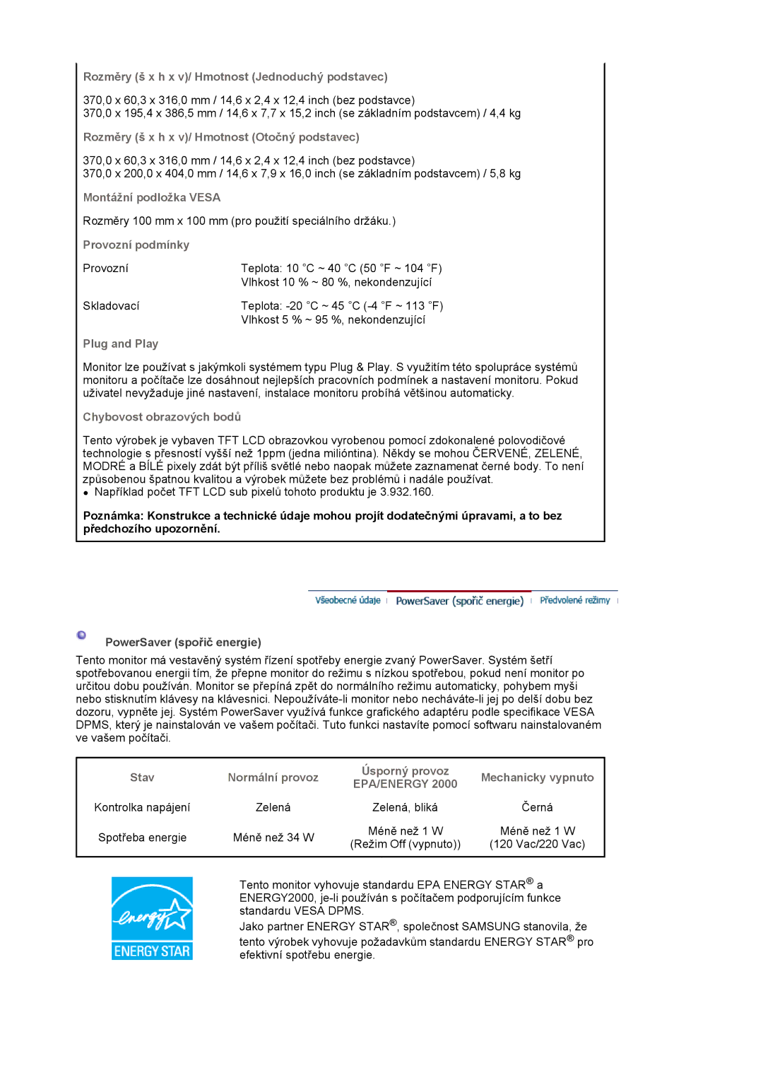 Samsung LS19MJAKSZ/EDC manual Epa/Energy 