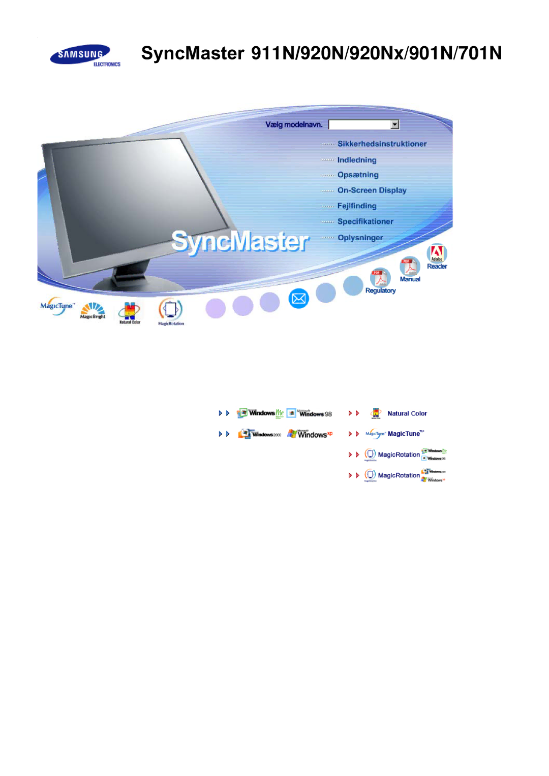 Samsung LS19MJAKSZ/EDC, GS17VSSSY/EDC manual SyncMaster 911N/920N/920Nx/901N/701N 