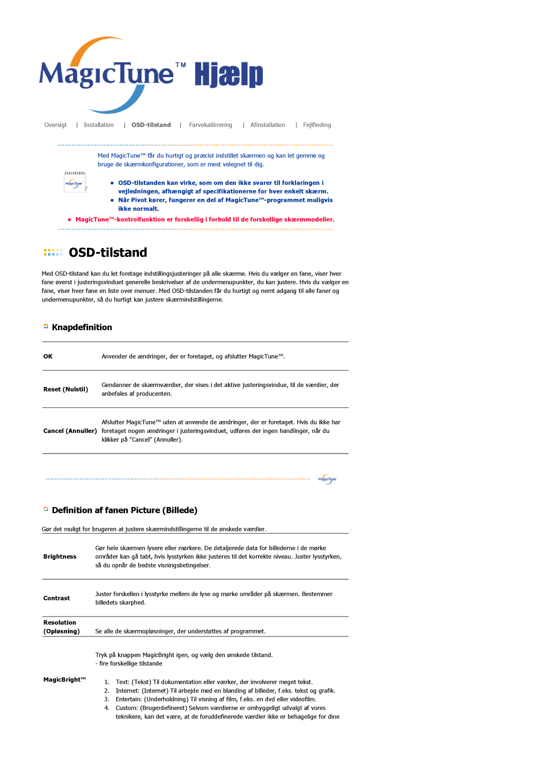 Samsung LS19MJAKSZ/EDC manual OSD-tilstand 