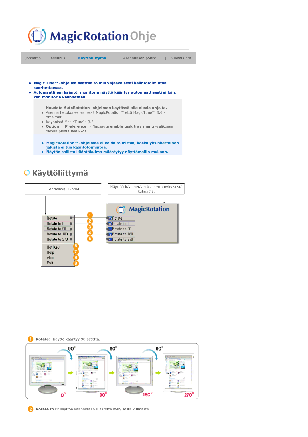 Samsung LS19MJAKSZ/EDC manual Käyttöliittymä 