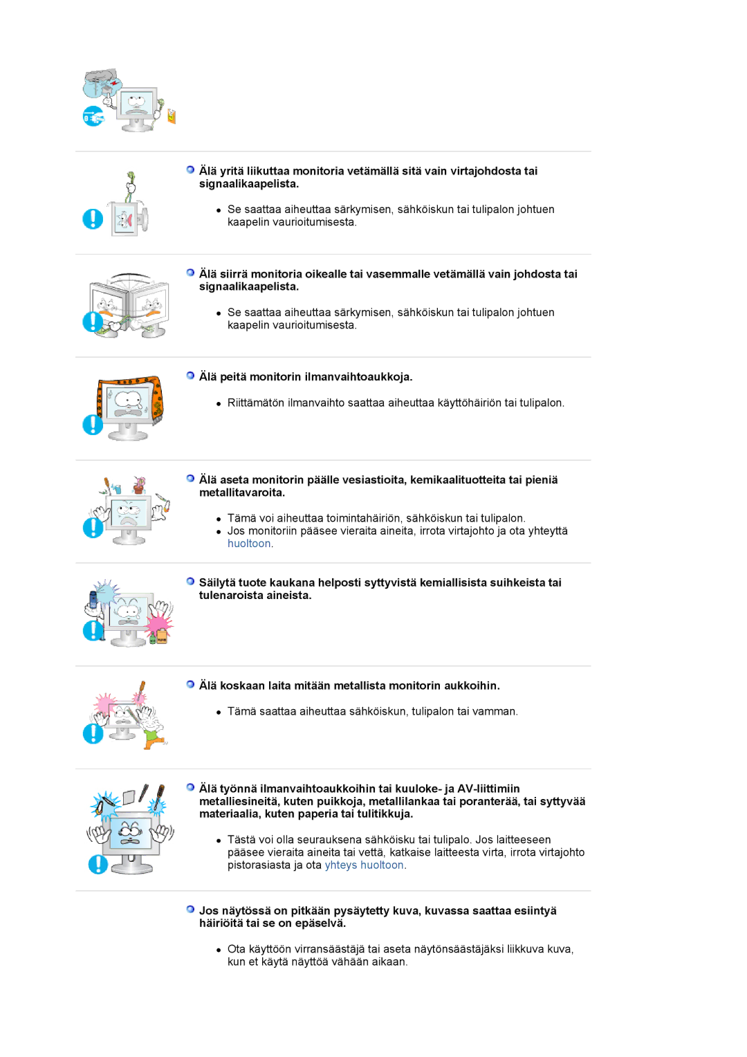 Samsung LS19MJAKSZ/EDC manual Älä peitä monitorin ilmanvaihtoaukkoja 