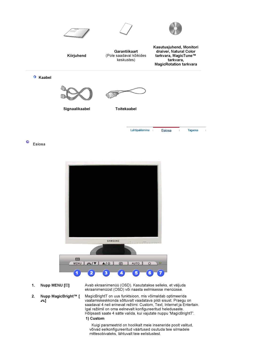 Samsung LS19MJAKSZ/EDC manual Esiosa 