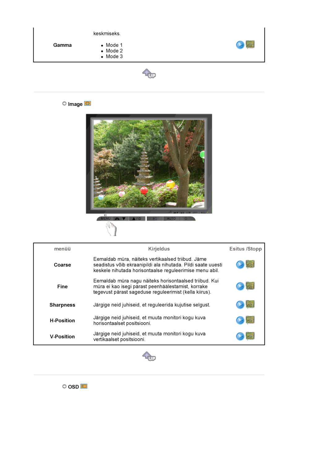 Samsung LS19MJAKSZ/EDC manual Gamma, Image, Coarse Fine Sharpness Position, Osd 