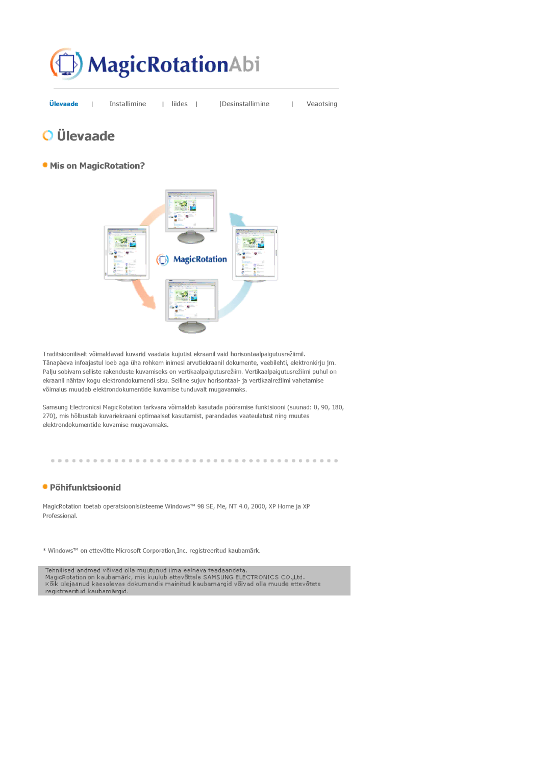 Samsung LS19MJAKSZ/EDC manual Ülevaade 