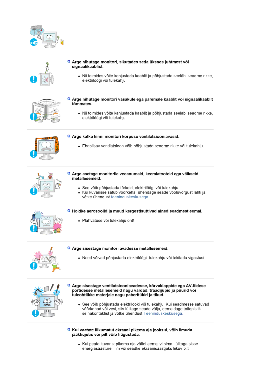 Samsung LS19MJAKSZ/EDC manual Ärge katke kinni monitori korpuse ventilatsiooniavasid 