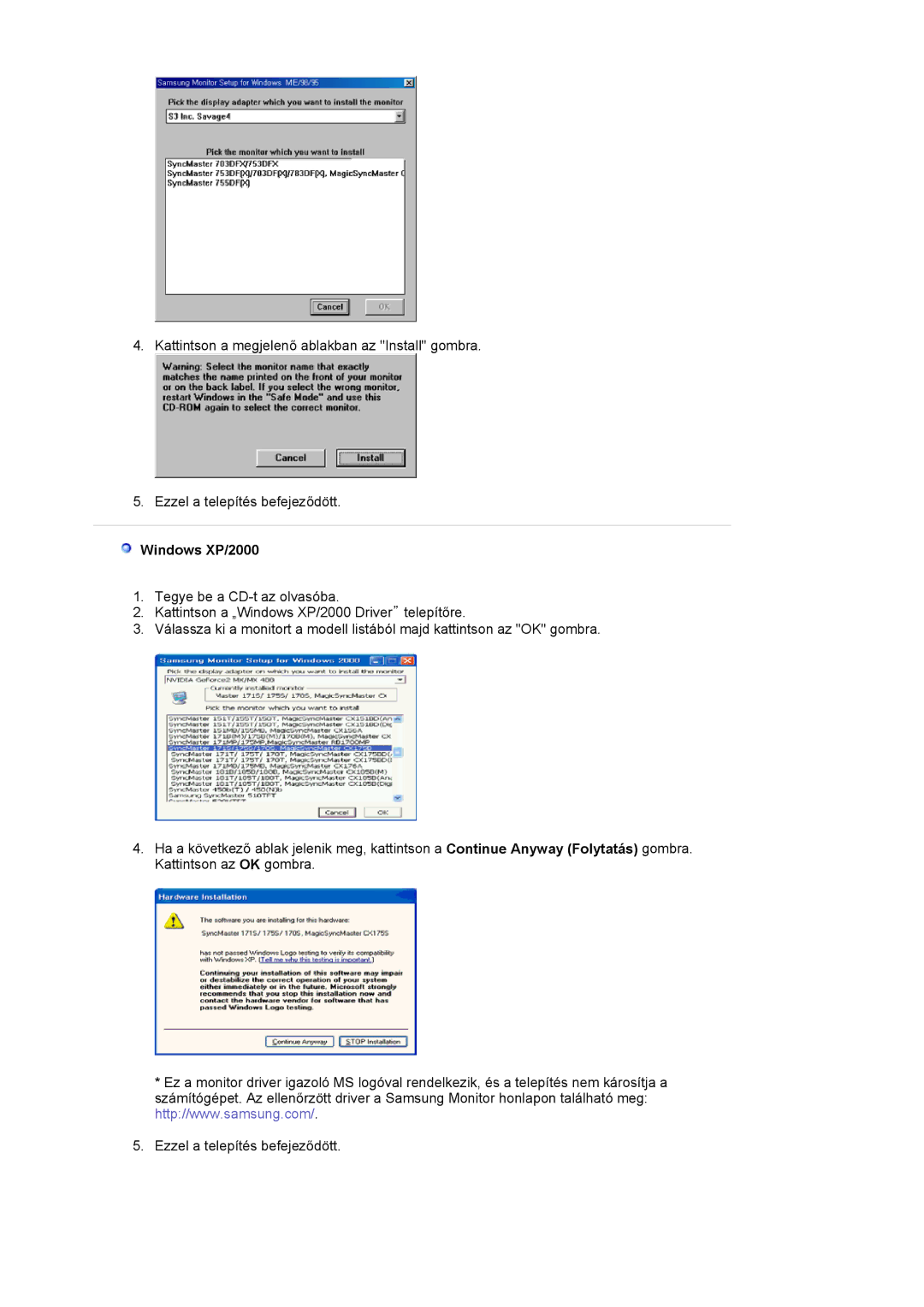 Samsung LS19MJAKSZ/EDC manual Windows XP/2000 