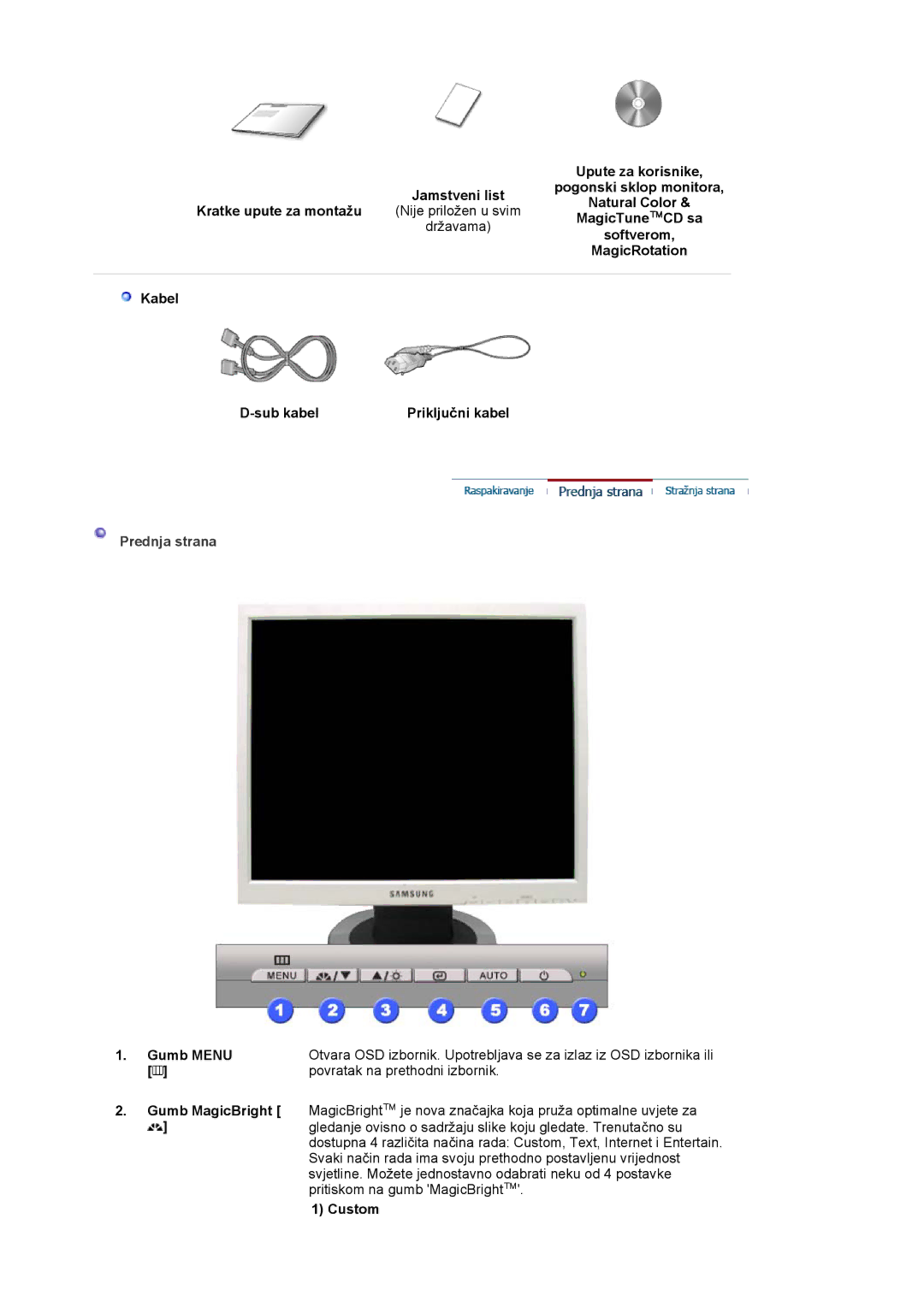 Samsung LS19MJAKSZ/EDC manual Prednja strana 