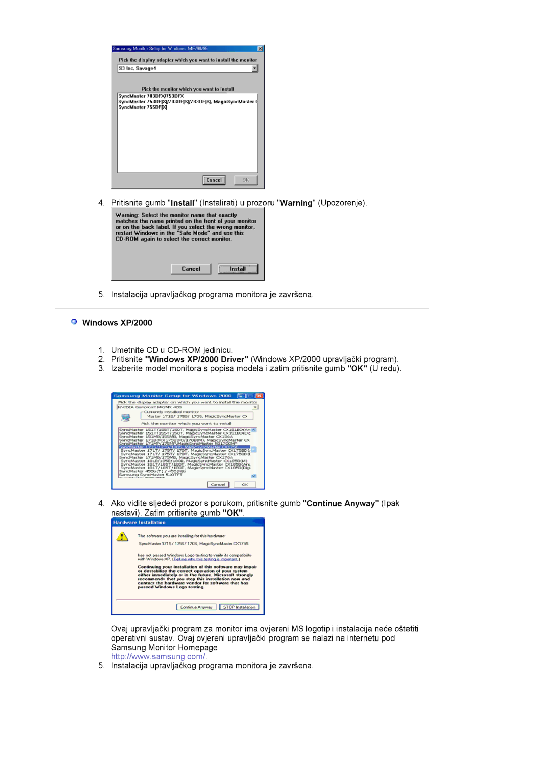 Samsung LS19MJAKSZ/EDC manual Windows XP/2000 