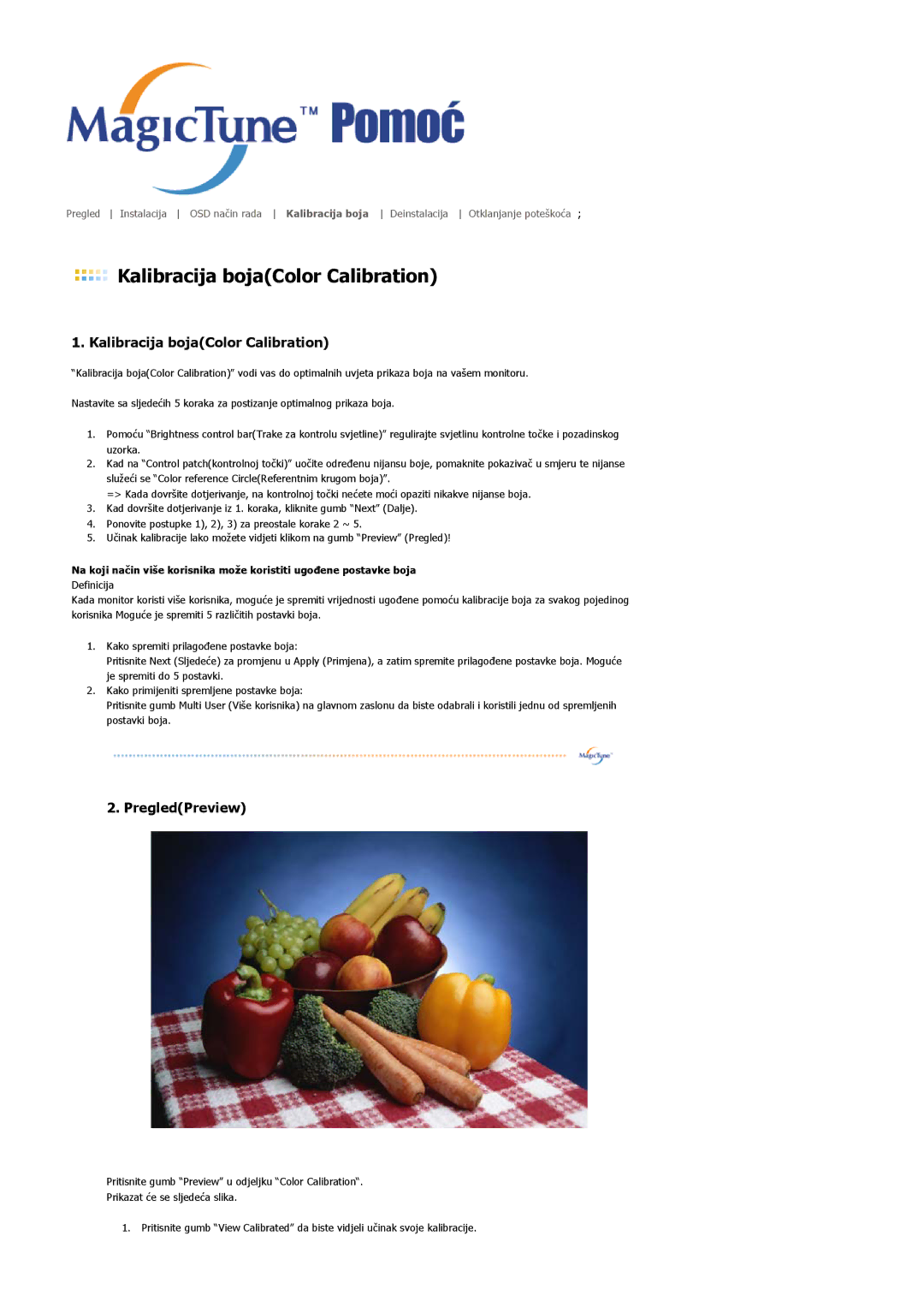 Samsung LS19MJAKSZ/EDC manual Kalibracija bojaColor Calibration 