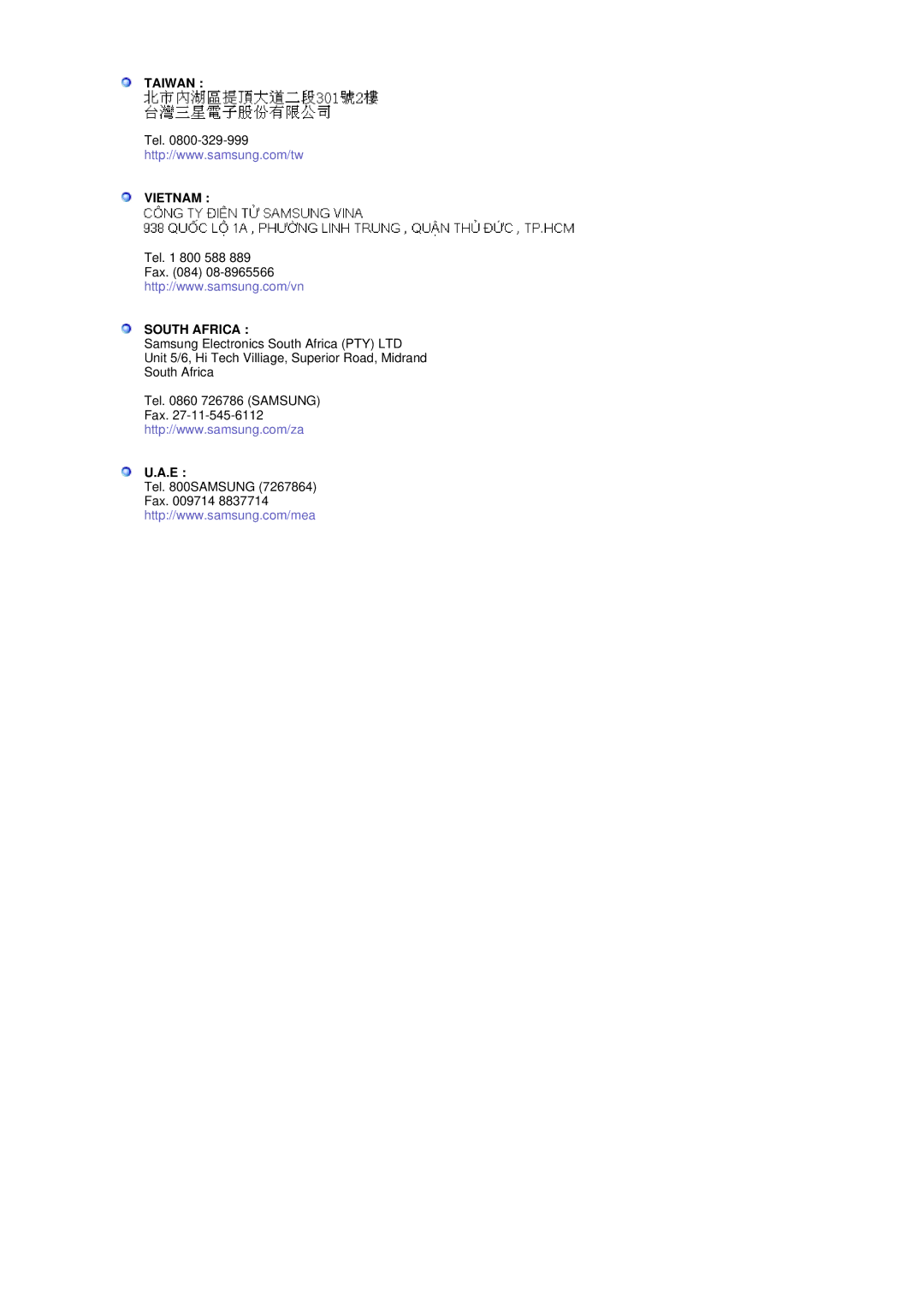 Samsung MJ19ESTSB/EDC, LS19MJQKSQ/EDC, MJ19ESKSB/EDC manual Taiwan 