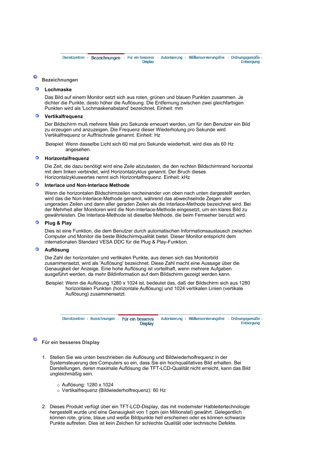 Samsung MJ19ESKSB/EDC, LS19MJQKSQ/EDC, MJ19ESTSB/EDC manual Bezeichnungen, Für ein besseres Display 