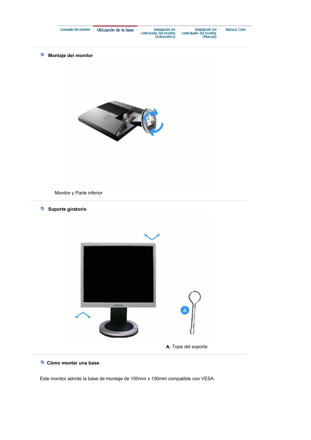 Samsung MJ19ESTSB/EDC, LS19MJQKSQ/EDC, MJ19ESKSB/EDC manual Montaje del monitor 