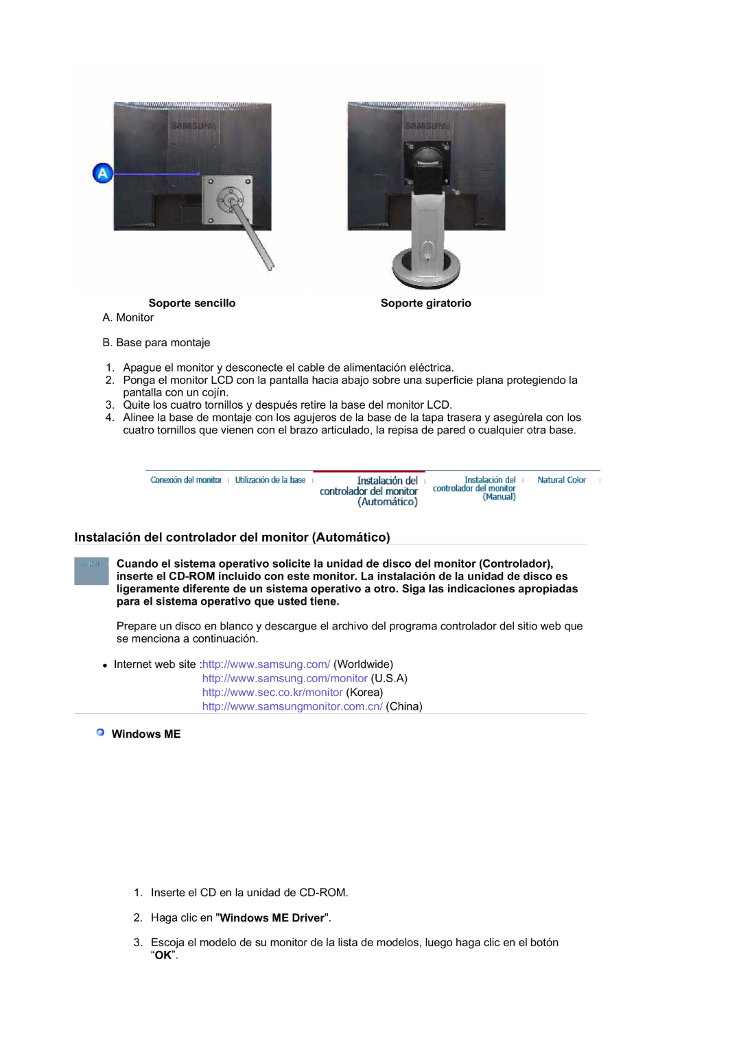 Samsung MJ19ESKSB/EDC, LS19MJQKSQ/EDC, MJ19ESTSB/EDC manual Instalación del controlador del monitor Automático 