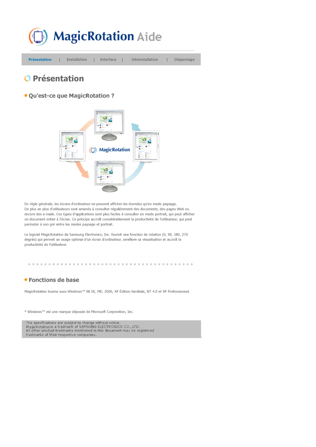 Samsung LS19MJQTSQ/EDC manual Présentation 