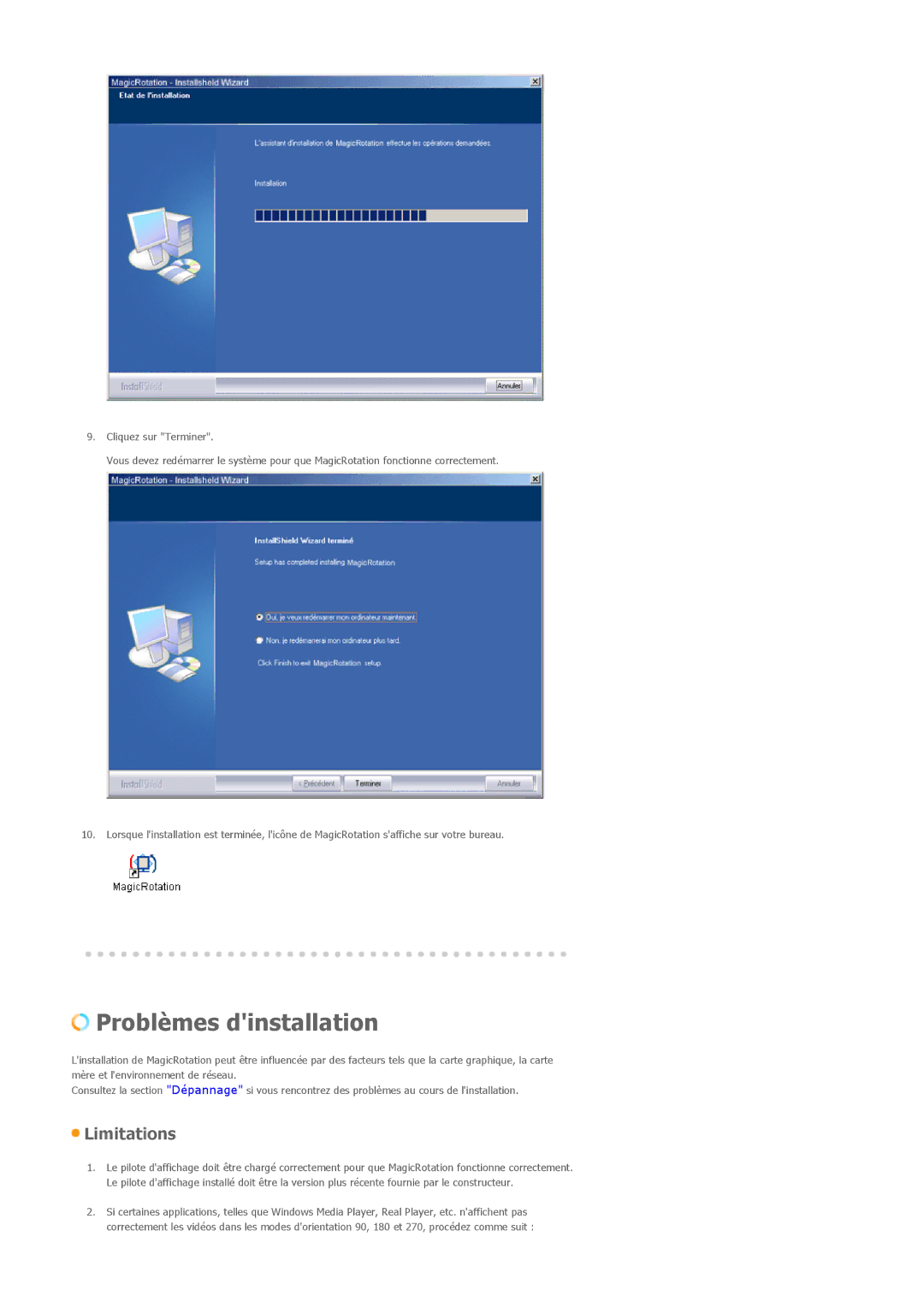 Samsung LS19MJQTSQ/EDC manual Problèmes dinstallation 