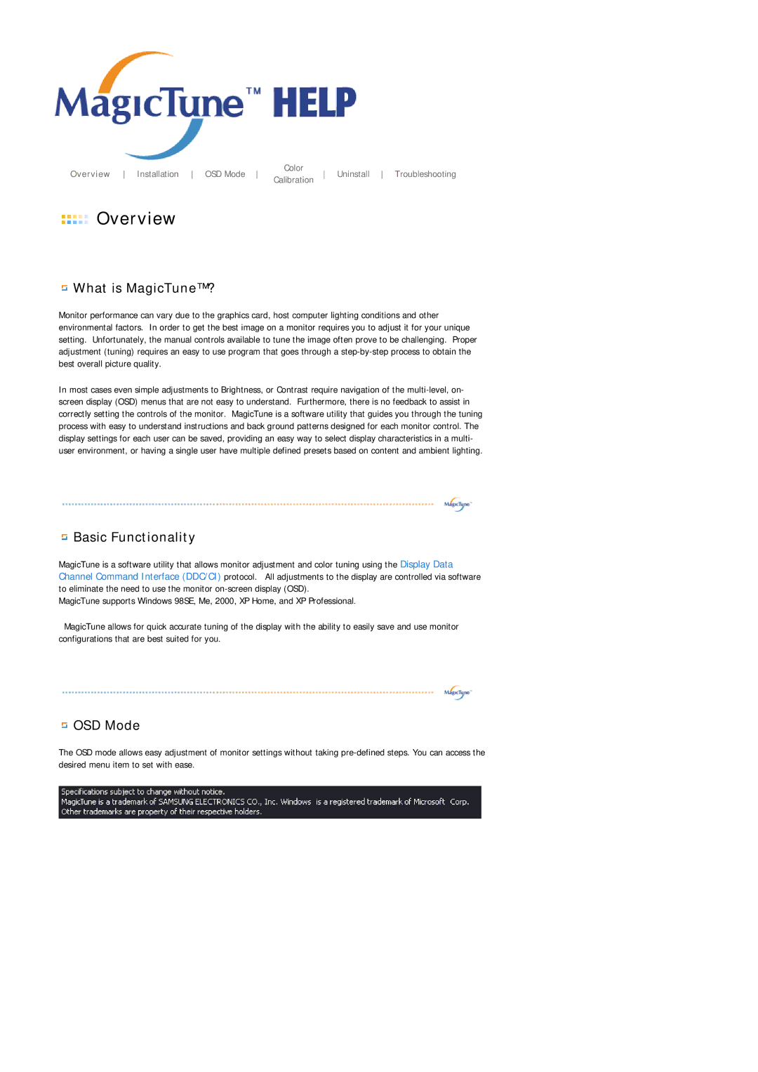 Samsung LS19MJQTSQ/EDC manual Overview 