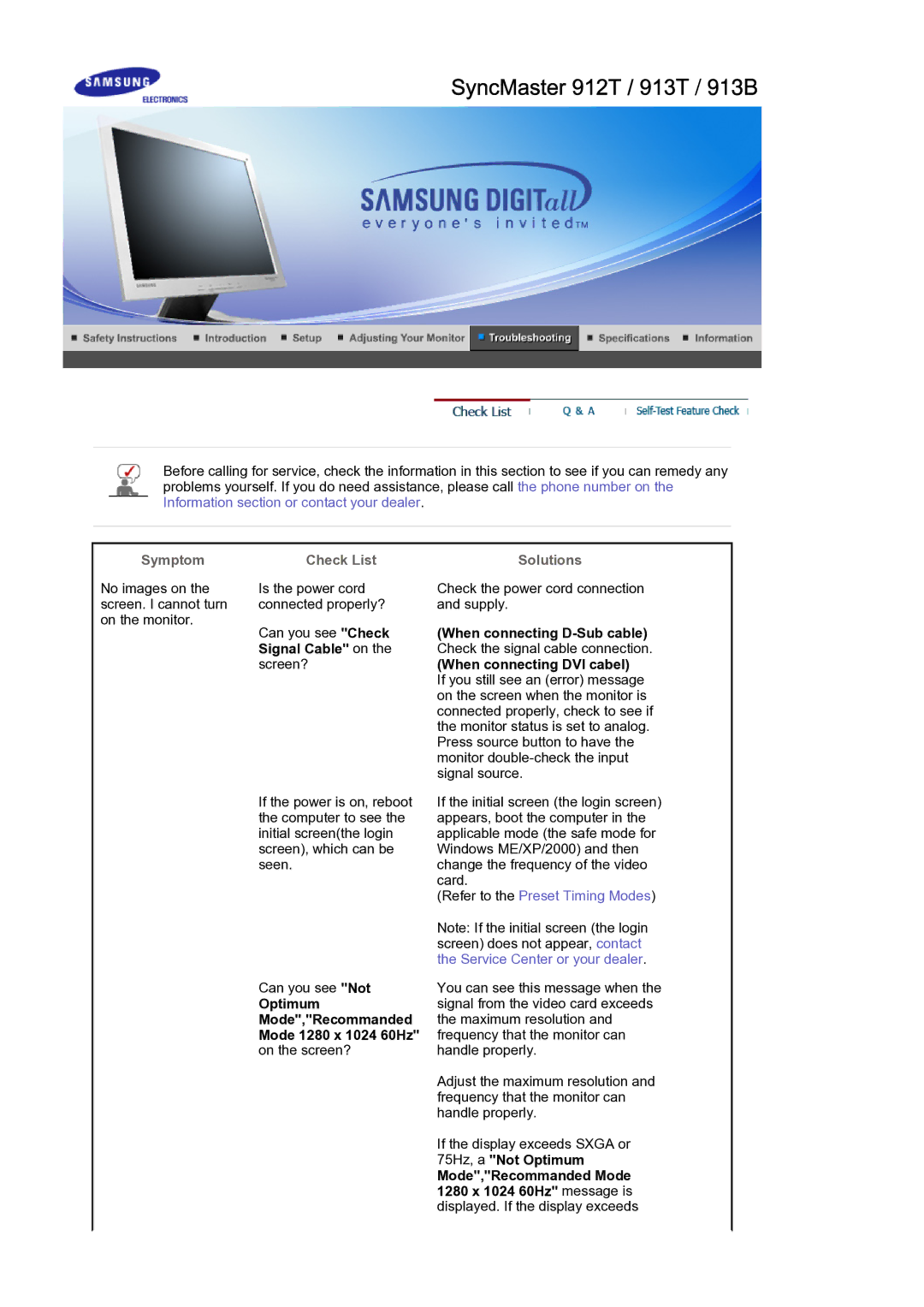 Samsung LS19MJQTSQ/EDC manual Signal Cable on the screen?, When connecting D-Sub cable 