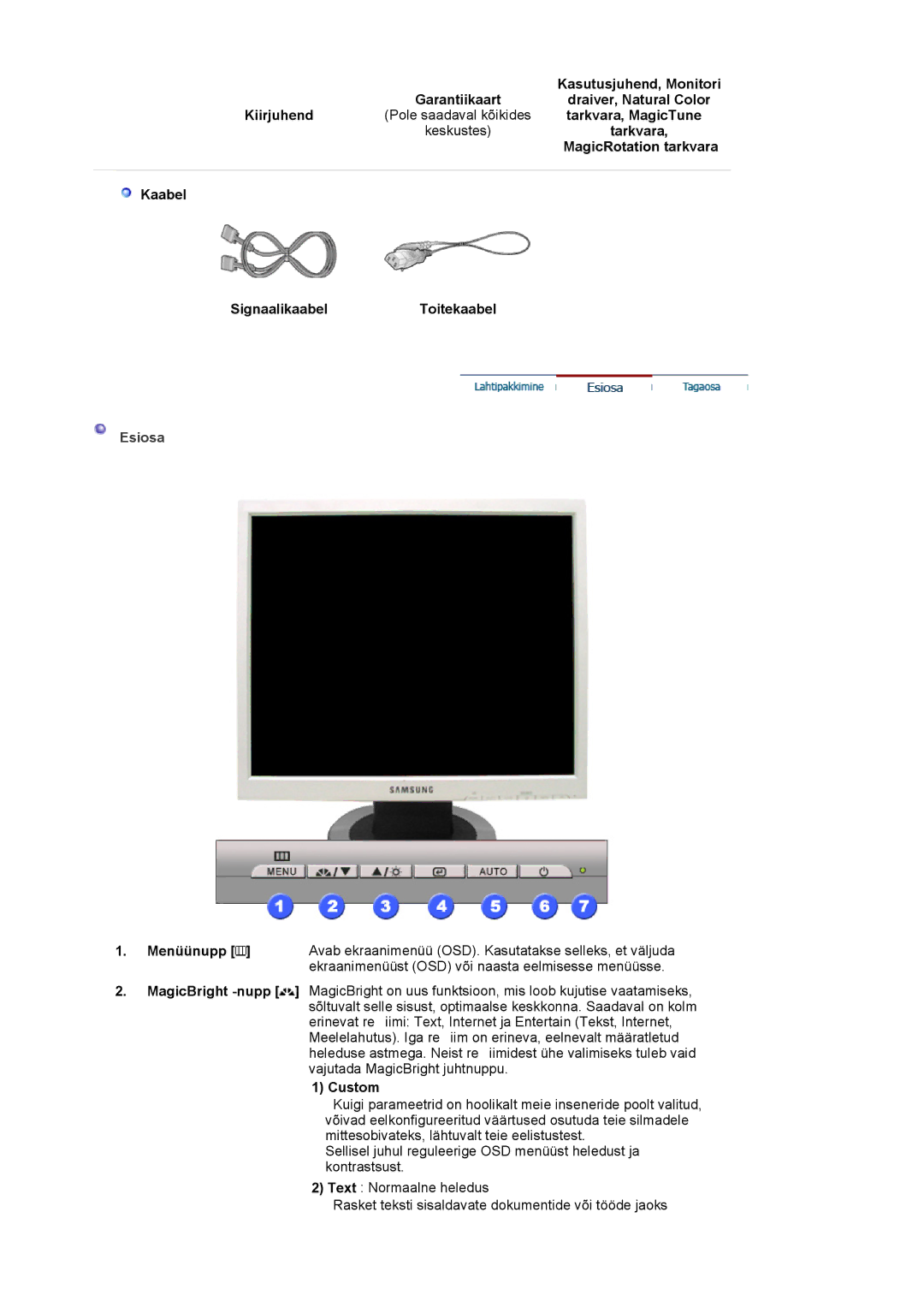 Samsung LS19MJQTSQ/EDC manual Esiosa 