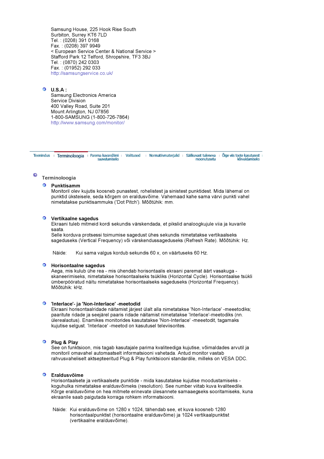 Samsung LS19MJQTSQ/EDC manual Terminoloogia 